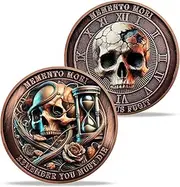 Skull Memento Mori Challenge Coin, Life and Time Reminder Coin for Men Women, Stoic Challenge Coin for Cherish The Moment, Inspirational Momento Mori Stoicism Gift