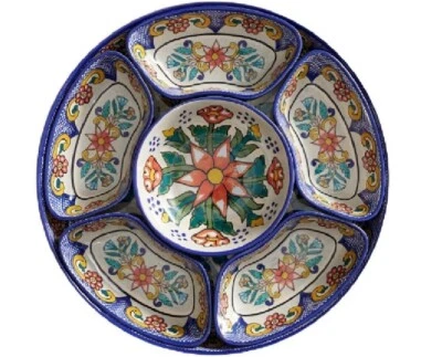 Pottery Barn Del Sol Melamine Sectioned Serving Platter Brand New Gorgeous