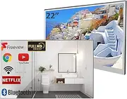 Soulaca 22inch Smart LED Mirror TV for Bathroom,1080P Waterpoof with Wi-Fi and Bluetooth, Integrated with Speaker Android 14.0 System