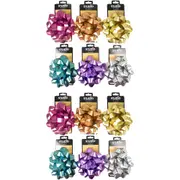 12x Studio Gift Wrapping 15cm Metallic Matt Bow Home Party Decor Assorted