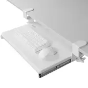 VIVO White Small Clamp-on Computer Keyboard and Mouse Under Desk Slider Tray