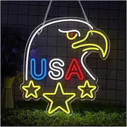 Hanging Art Neon Signs USA Eagle LED Neon Sign Acrylic Funny Lighted USB for Home Gaming Room Party Bar Club Wall Decor 36cmx40cm