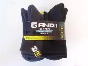 AND1 6-Black 6-Grey Pair ProPlatinum MID CREW Socks Arch Compression