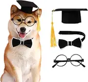 3 Pcs Pet Dog Graduation Cap Bow Eyeglasses Set for Small and Medium Pets Dogs Cats Decoration Accessories (Style 1, One Size)