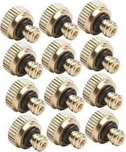 FONDOTIN 12Pcs Brass Atomizing Nozzles for Garden Hose Sprayer Low Pressure Misting System Durable Design with Leak Rings for Irrigation and Outdoor Cooling