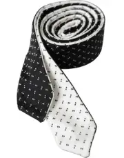 Dolce & Gabbana Black White Patterned Adjustable Tie - RRP 297 USD