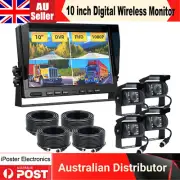 10.1" DVR Monitor 4CH Realtime Vehicle Rear View Recording Camera Kit Truck Bus
