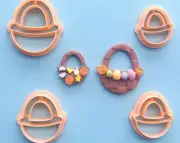 Easter Egg Candy Carry Basket Polymer Clay Cutter Set | Bunny Cross Carrot Egg