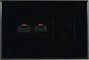 Connected Switchgear GEO Single Powerpoint + Extra Switch Black