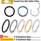 5PCS Hinged Sleeper Clicker Ring Hoop Septum Nose Ear Helix Piercing Jewellery