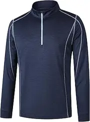 [VAUTE] Men's 1/4 Zip Pullover Shirts UPF 50+ Long Sleeve Golf Contrast Seam Pullover Shirts Quick-Dry Athletic Pullover Tops