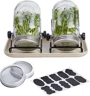 Sprouting Jar Kit – Wide Mouth Masons Jar Germination Set with Stainless Steel Stand and Tray | Complete Seedling Growing Kit for Beginners, Easy-to-Use Sprout Growing, Indoor Gardening Supplies