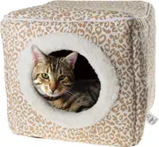 Cat Pet Bed Cave - Indoor Covered House for Cats Kittens Small Pets Removable Pad
