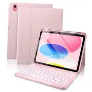 Folio Keyboard Case for iPad 10th Generation 2022 (10.9"), 7-Color Light Pink