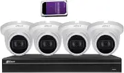 Dahua 8CH PoE Home Security Camera System, 4MP Starlight PoE IP Cameras with Build in MIC, 4K 8-Channel NVR(NVR4208HS-8P-4KS2+IPC-HDW2431TM-AS-S2(4PCS)+4TB HDD(1PCS))