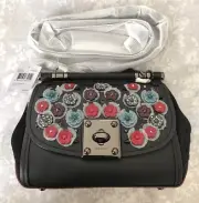NWT Coach Willow Floral Tea Rose Drifter Glovetanned Crossbody Black Multi 59524