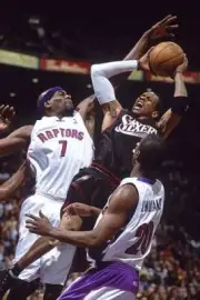Playoffs Philadelphia 76ers Allen Iverson taking shot vs Toronto R- Old Photo 1
