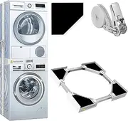BOWEN EZ Washing Machine and Dryer Stacking Set, Universal Washing Machine Stacking Frame Kit, Suitable for Washing Machine Width 46-66 cm, Adjustable Stacking Set with Ratchet Rope