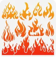 Flame Stencil 11.8x11.8 inch Reusable Fire Stencil Plastic 9 Styles Fire Pattern