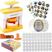 Badge Maker for Kids Round Button Maker with 48 Patterns and 48 Button Parts Cute Press Pin Machine Toy Girls
