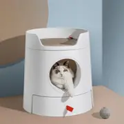 Mayitwill Cat Castle Semi Closed Litter Box, White