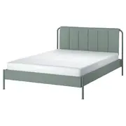 TÄLLÅSEN upholstered bed frame with mattress, Kulsta grey-green/Åkrehamn firm, Double