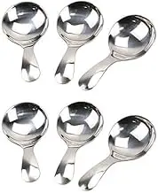 JETEHO 6 PCS Silver Stainless Steel Short Handle Spoons Mini Salt Spoons Condiments Spoon Dessert Spoon Tea Coffee Spoons