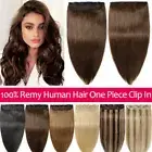 One Piece THICK 100% Real Clip in Remy Human Hair Extensions 3/4 Full Head Brown