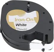 Sluffs Print Label Tape Fabric Ironing Ribbon Black on White for Labeling Machine 12mmx2m Black Tape Compatible with
