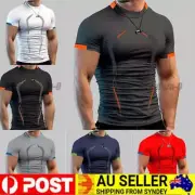 Compression O Neck Quick Dry Men's Running T shirt Tight-Fitting Fitness Gym Top