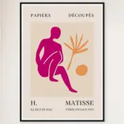 Galrie Papiers Découpés H. Matisse Art Print Pink Silhouette (1955), Black Frame, 70 x 100cm (28 x 40inch)