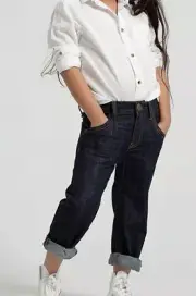 New One Teaspoon Raw Indigo Bandit Jeans Girls 9-10 Organic Relaxed
