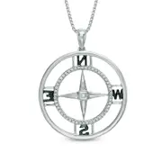 0.2 CT. T.W. Natural Diamond Compass Pendant in Sterling Silver