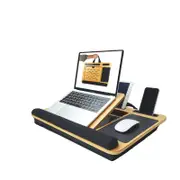 CARLA HOME Bamboo Laptop Lap Desk with Cushion, Angle Adjustable and Sleeve Case Bag for Office and Home (Black)