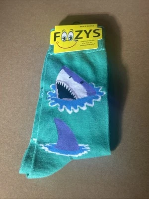 Foozys Great White Shark Pattern Ocean Theme Men's Socks Size 10-13 NWT