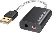 USB Audio Adapter External Sound Card with 3.5mm Headphone and Microphone Jack Compatible with Windows, Mac, macOS, Linux, PS4, PS5, Plug and Play, Aluminum Black