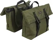 TOURBON Nylon Double Pannier Shoulder Bags Bicycle Rear Rack Trunk Motorcycle Tail Seat Bag (Dark Green)