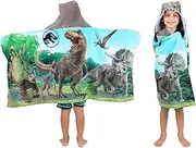 Franco Kids Bath and Beach Soft Cotton Terry Hooded Towel Wrap, 24 in x 50 in, Jurassic World