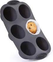 Silicone Muffin Pans Large Cupcake Pan 6-Cavity Egg Muffins Cake Pan for Baking