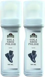 [Color Zebra] Quick Gola School Shoe Polish 2x100 ml (Black) - Polish for School Shoes, Synthetic Leather, Gola Shoes, PU shoes (Pack of 2), Black, Free Size