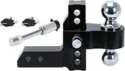 Compatible With Adjustable Trailer Hitch 2" Receiver 6" Drop/Rise Drop Hitch 12500 LBS GTW Ball Mount 2" 2-5/16" Dual Towing Ball Double Locks