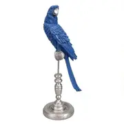 Singa Brass & Ceramic Parrot on Stand in Indigo