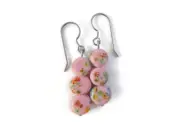 Pink Japanese Millefiori Glass Bead Earrings, Handmade with Vintage Beads