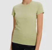 $75 Theory Women's Green Short Sleeve Nebulous Crewneck T-Shirt Top Size S