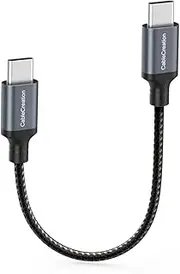 Short USB C to USB C Cable 60W 0.5FT, CableCreation USB Type C Fast Charging Cable Compatible with iPhone 15 Series, MacBook Pro, iPad Pro Air 4, Samsung Galaxy S24 S23+ S22 S21, Power Bank