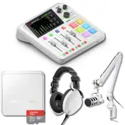 Rode RODECaster Duo with Rode Podmic Dynamic Podcast Microphone White-out Bundle