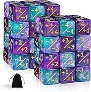 48 Pieces MTG Dice Counters Token Dice, Magic The Gathering Glitter Sparkle Dice, Loyalty Dice Starry Marble D6 Dice Cube Compatible with MTG, CCG, Card Gaming Accessory (Type 5)