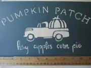 Primitive PUMPKIN PATCH vintage truck hay apples corn pie cardstock STENCIL QY 2