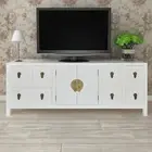 White Buffet Sideboard Storage Cabinet TV Cabinet Table Entertainment Drawer vid