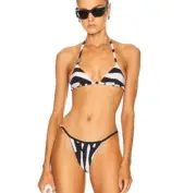 $675 NWT Dolce&Gabbana Zebra Triangle Two-Piece Bikini Set - Black/White XS